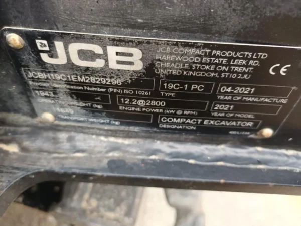 Mini-pelle JCB 19C-1 (2021) – 1,8 t